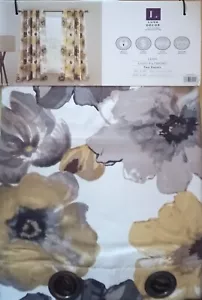 Floral yellow/brown curtain set (52"x45") (2 panels) - Picture 1 of 3