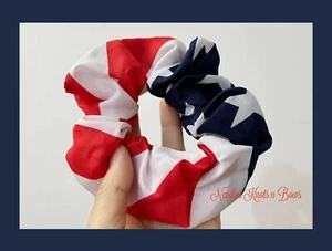 USA American Flag Patriotic Scrunchie, July 4th Elastic Ponytail Holder - Picture 1 of 7