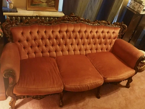 Beautiful hand Carved Antique Victorian Sofa Cover