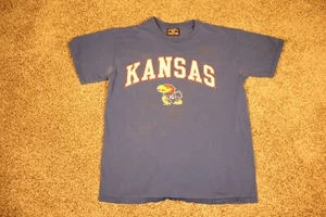 Kansas Jayhawks Mens Shirt Medium Blue NCAA Cotton Short Sleeve Steve Barrys - Picture 1 of 7