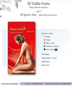 One dozen Mam'selle by Can Can Pantyhose Black XL Queen 200-260lbs. 100% nylon. - Picture 1 of 1