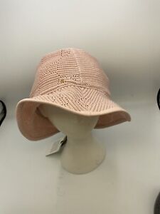 Gucci Women Hat MALIBU Crochet Cable Knit Blush Pink Cloche Fedora Size M, Italy