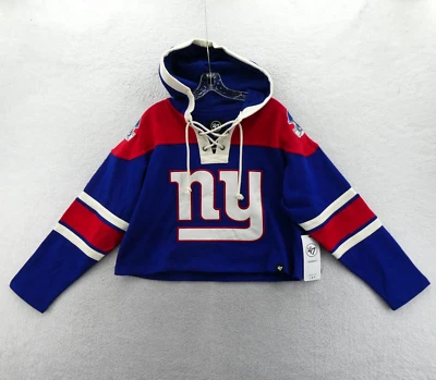 Sudadera con Capucha New York Giants Mujer Pequeña '47 Marca Azul Recortada Lacer NFL Foto 1 de 4