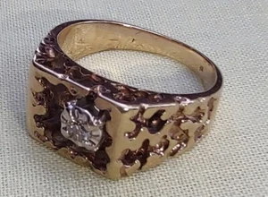 Anillo pepita de oro de 10k para hombre chatarra o desgaste detalle de pepita de 8 gramos - Imagen 1 de 3