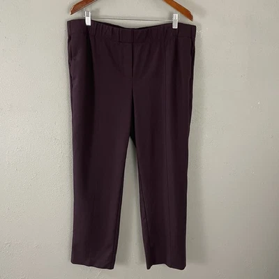 J Jill Ponte Knit Slim Leg Pants Size 2X Dark Purple Pockets Elastic Waist - Image 1 of 4