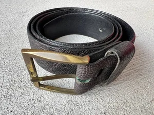Cinturón HUNTING WORLD VINTAGE - Hebilla de latón macizo - Talla 34 - Cuero texturizado raro - Imagen 1 de 5