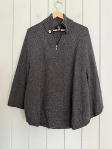 Lord And Taylor Kaschmirmischung Pullover Cape M Medium Full Zip grau Kragen - Bild 1 von 5