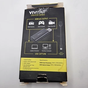 Vivitar VIVRW7310 Creator Series HDMI to USB Capture Card with Real-time Capture - Picture 1 of 2