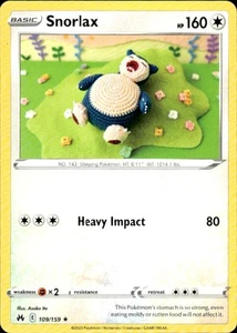 Pokemon Snorlax Crown Zenith 109/159 casi nuevo - Imagen 1 de 2