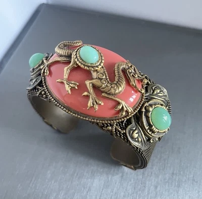 Brazalete Brazalete Dragón Malla Vidrio Color Verde Coral PATRICE Foto 1 de 4