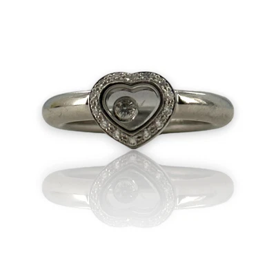 Anillo Chopard Oro Blanco 750 18KT Diamante Feliz Talla 5.5 Foto 1 de 4