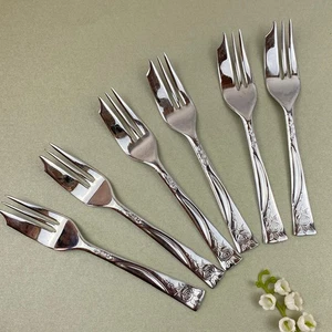 Set of 6 x Vintage Cake Forks Sheffield England Rose Pattern Stainless 13cm - Bild 1 von 7