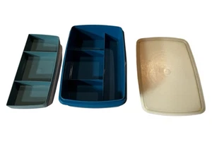 Tuppercraft Tupperware blau Stow N Go 3tlg Behälter Bastelaufbewahrung 769-6 VINTAGE - Bild 1 von 5
