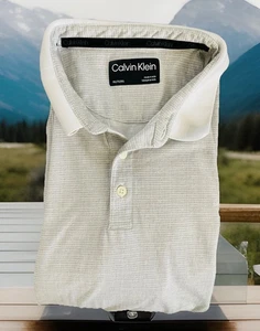 Calvin Klein XXL lightweight textured Tan/white polo short sleeve - Picture 1 of 7