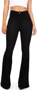 Women's Bell Bottom Jeans High Waisted Flare Bootcut Stretchy Trendy Jean Den... - Picture 1 of 6