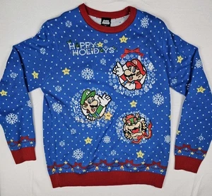 Maglione Nintendo Super Mario Maglione Brutto Natale US S Luigi Bowser Stella Blu - Foto 1 di 7