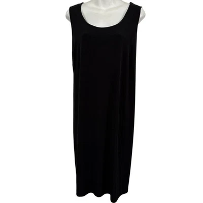 Vestido de punto negro tejido sin mangas hasta la rodilla talla grande 1X de Ny Collection para mujer Foto 1 de 4