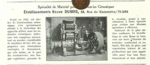 TOURS ( 37 ) ETS VEUVE DUBOIS / MATÉRIEL POUR INDUSTRIES CÉRAMIQUES / ADP 1923 - Bild 1 von 1