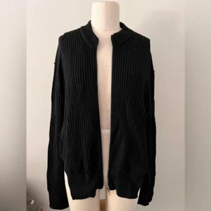 Alexander Wang black wool zip sweater low front high back cardigan sz large - Picture 1 of 6
