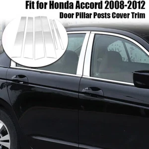 For 2008-2012 Honda Accord 8th Chrome Pillar Posts Cover Door Trim Window Decal - Imagen 1 de 9