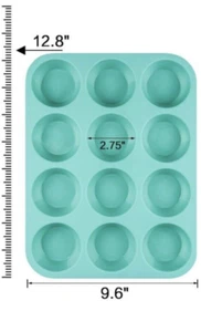 12 Cups Silicone Muffin Pan - Nonstick BPA Free Cupcake Pan, Silicone Mold - Picture 1 of 6