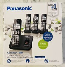 Panasonic Kx-Tg3634 Black 4 Handsets Wireless Trimline Cordless Telephones New
