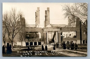 YORK NEB RUINS OF CENTRAL SCHOOL ANTIQUE REAL PHOTO POSTCARD RPPC - Picture 1 of 2
