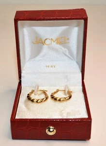 Neu im Karton massive 14k Gold Creolen von Jacmel ca.15 mm breit, 0,8 g - Bild 1 von 5