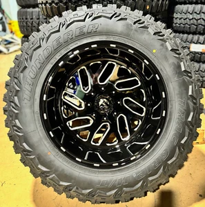 4) 20x12 Fuel D581 Triton Black Wheels 37" MT Tires 6x5.5 Chevy Silverado 1500 - Picture 1 of 7