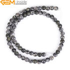 2mm Big Hole Natural Black Larvikite Gemstone Beads For Women Jewelry Making 15"