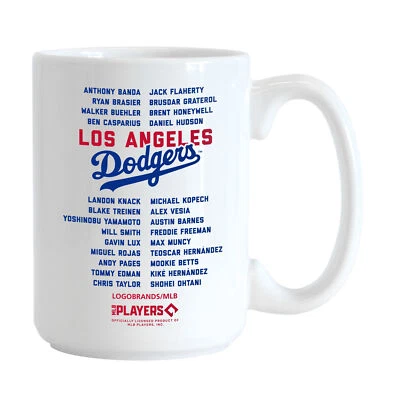 Taza de café roster de 15 onzas campeones de la Serie Mundial de los Dodgers de Los Ángeles 2024 Foto 1 de 2