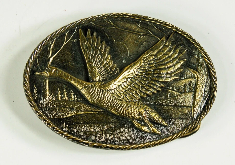 Flying Goose western belt buckle brass Great American Buckle Co Chicago - Image 1 of 4