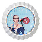 Horloge Murale Rétro Montre Vintage USA Annonce de Cuisine en Métal Pin-Up