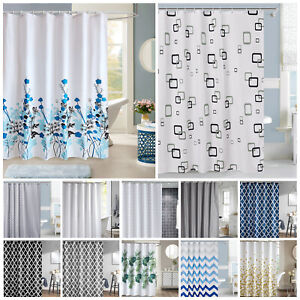 Modern Shower Curtain Waterproof Polyester Fabric Bathroom Curtains with Hooks