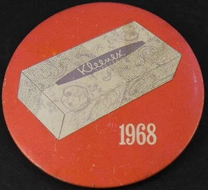 Vintage 1968 Kleenex Advertising Pinback Button 3" Across - Picture 1 of 5