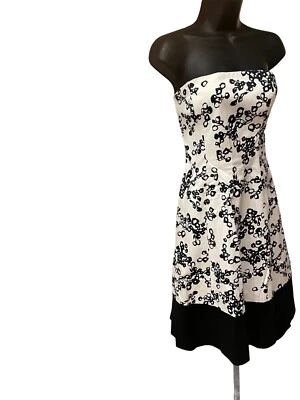 Vestido feminino sem alças Coast (Londres) tamanho 8 EUA preto/branco 36 peito - Imagem 1 de 4