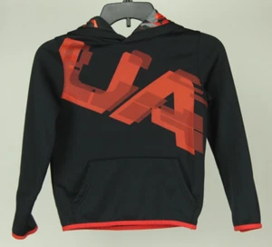 Under Armour Loose Boy's Coldgear Pullover Hoodie Graphic Logo Size Small Black - Picture 1 of 3