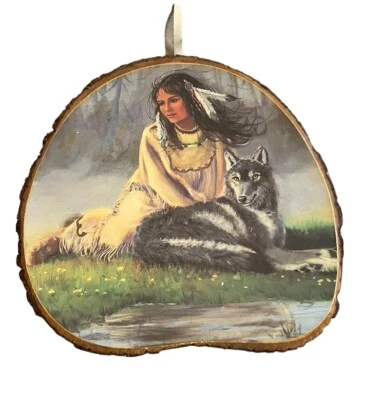 Wolf Maiden Live Edge Wood Plaque Art Wall Hanging Rustic Cabincore Cottagecore - Image 1 of 4