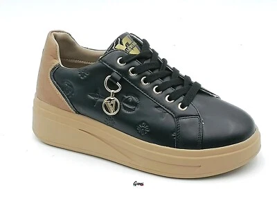 Scarpe donna sneakers Valleverde 35501 sportive casual Nero comode allacciate - Immagine 1 di 4