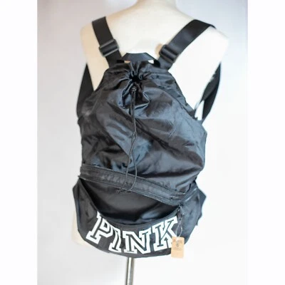 Victoria Secret PINK Womens Convertible Backpack Fanny Pack Black New - Image 1 of 4