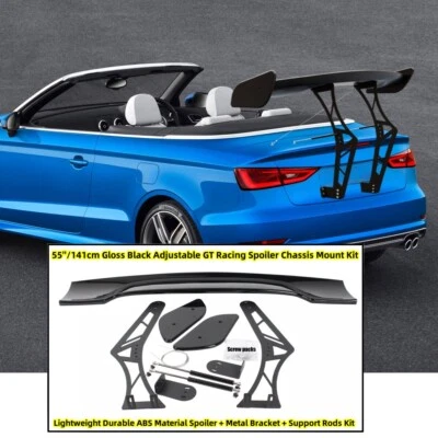 FOR 2015-20 AUDI A3 CONVERTIBLE ADJUSTABLE GT RACING SPOILER TRUNK CHASSIS MOUNT - Image 1 of 4