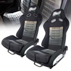 TWO BRIDE Seats Low Max Racing Seats Black Adjustable Backrest w/ Slide Rails