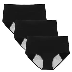3-Pack Women's Incontinence Underwear High Absorbency~Heavy Period Flow-Black-SM - Picture 1 of 4