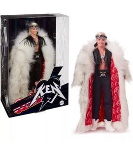 Barbie The Movie Collectible Ken Doll In Big Faux Fur Coat & Black Fringe - Picture 1 of 6