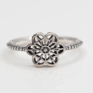 NEW AUTHENTIC PANDORA  FLORAL DAISY LACE RING CHOOSE SIZE 190992 W SUEDE POUCH - Picture 1 of 3