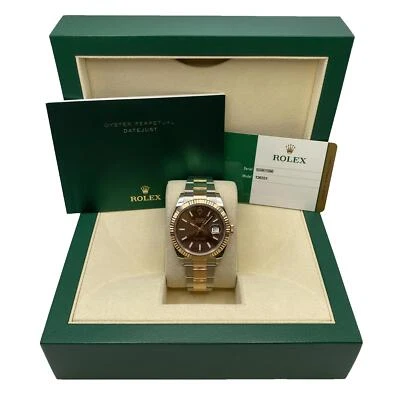 Rolex Datejust 41 126331 Oro Rosa Acero Oyster Chocolate Dial Reloj B&P 2017 Foto 1 de 4
