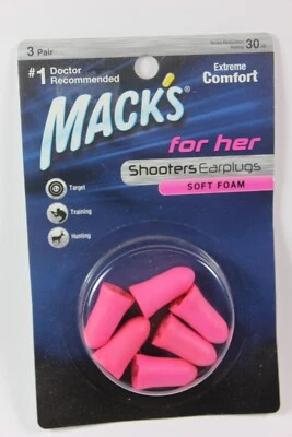 Mack's Shooters FOR HER Soft Foam 30db Earplugs 3-Pair (Pink) #4933 - Image 1 of 2