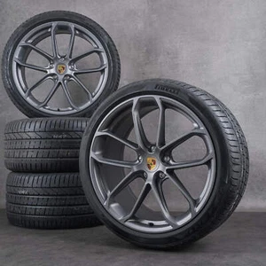 Original Porsche Cayenne E3 Felgen 22 Zoll 9Y GT-Paket Sommerräder Vesuvgrau Neu - Bild 1 von 3