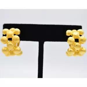 Givenchy Vintage Clip Earrings Brushed Gold Matte Chunky Signed 1980s BinQ - Picture 1 of 11