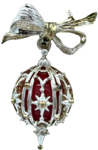 Vintage Gerry’s Christmas Dangling Ornament Brosche goldfarben Emaille Mid Century - Bild 1 von 3